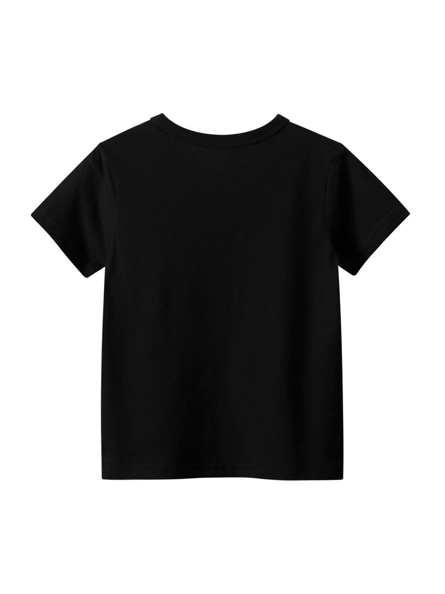 Boys’ Planet Cartoon and Letters Print T-shirt in European and American Style-1