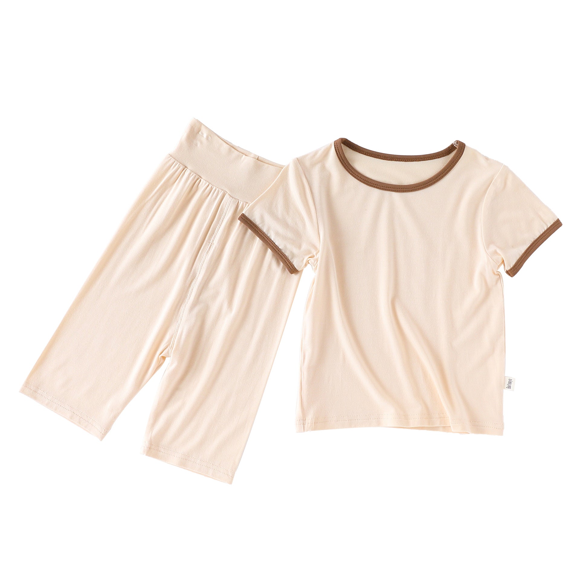 Summer Baby Kids Simple Color Patchwork Top and Plain Pants Casual Clothing Set-5